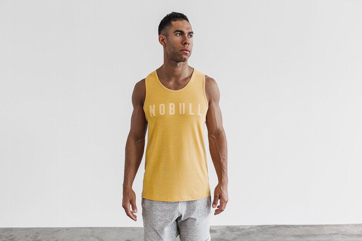 Nobull Men\'s Tank Tops Yellow | Australia (EF6240)